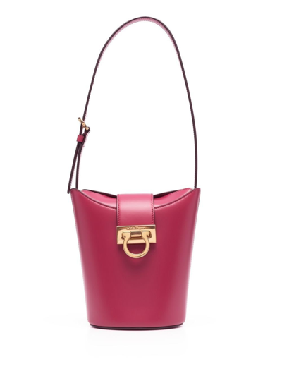 Salvatore Ferragamo Trifolio Shoulder Bucket Bag In Red | ModeSens