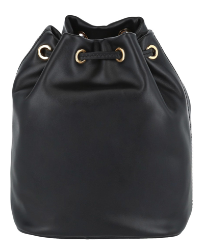 Shop Moschino Logo Leather Bucket Bag In Black