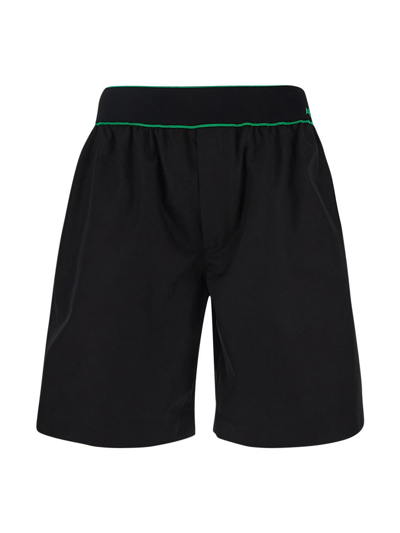 Shop Bottega Veneta Logged Waistband Shorts In Black