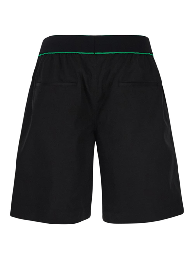 Shop Bottega Veneta Logged Waistband Shorts In Black