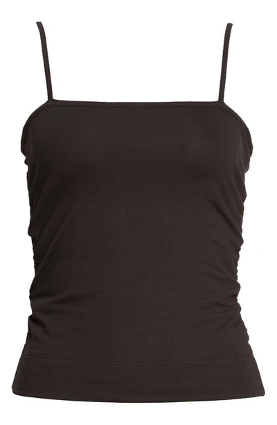 Shop Atm Anthony Thomas Melillo Ruched Stretch Pima Cotton Tank Top In Black