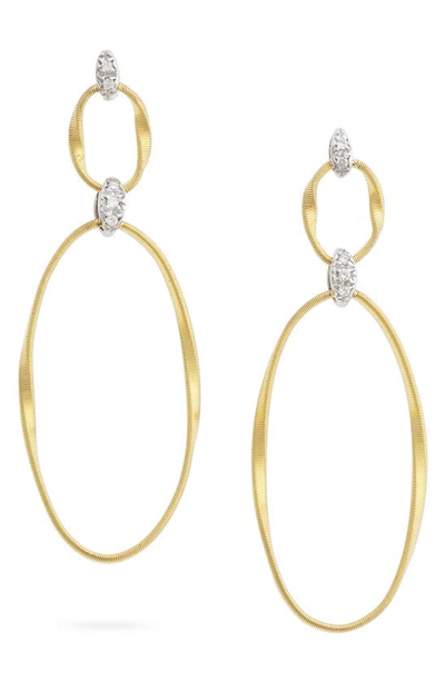 Shop Marco Bicego Marrakech Diamond Double Hoop Earrings In Yellow Gold/ Diamond