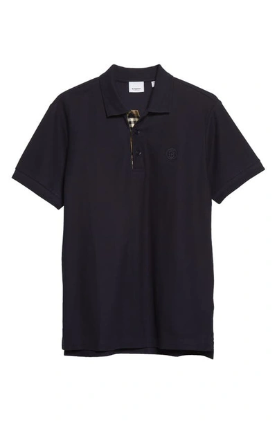 Shop Burberry Eddie Embroidered Piqué Polo In Black