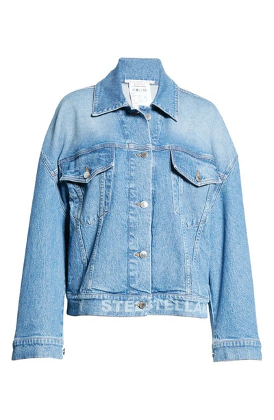 Shop Stella Mccartney Logo Cotton Stretch Denim Jacket In Medium Blue