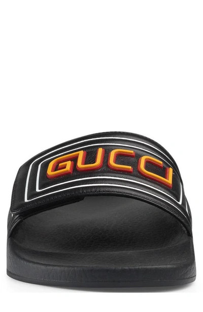 Shop Gucci Logo Slide Sandal In Black