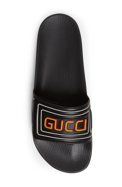 Shop Gucci Logo Slide Sandal In Black