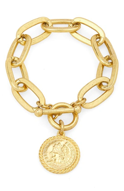 Shop Karine Sultan Coin Charm Bracelet In Gold