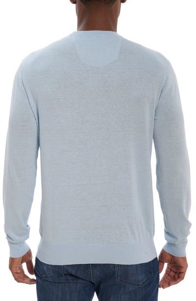Shop Robert Graham Cotton & Linen Crewneck Sweater In Light Blue
