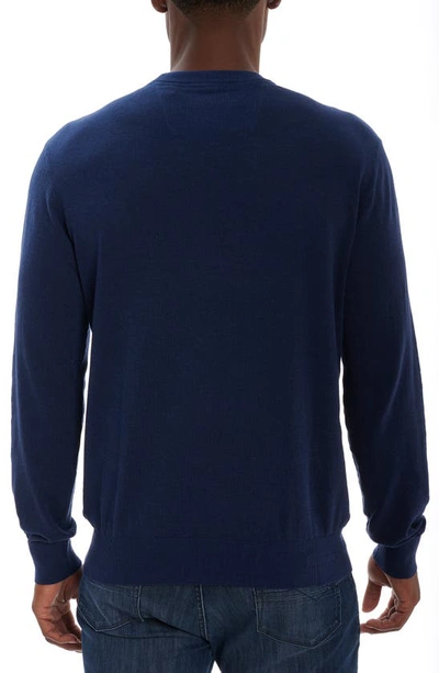 Shop Robert Graham Cotton & Linen Crewneck Sweater In Navy