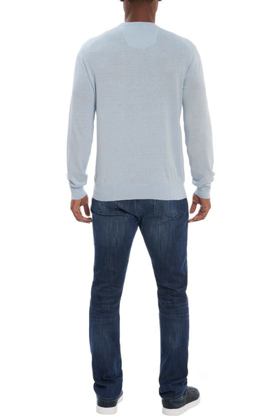 Shop Robert Graham Cotton & Linen Crewneck Sweater In Light Blue