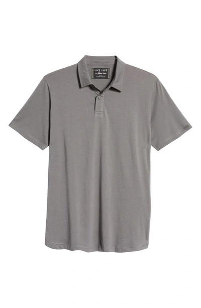 Shop Live Live Solid Pima Cotton Polo In Grey Skies