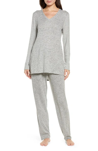 Natori Ulla Brushed Rib-knit Lounge Pants In Ht. Grey