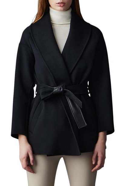 Shop Mackage Tyra Wool Coat In Black