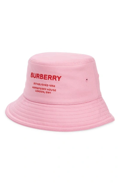 Shop Burberry Horseferry Logo Cotton Twill Bucket Hat In Primrose Pink