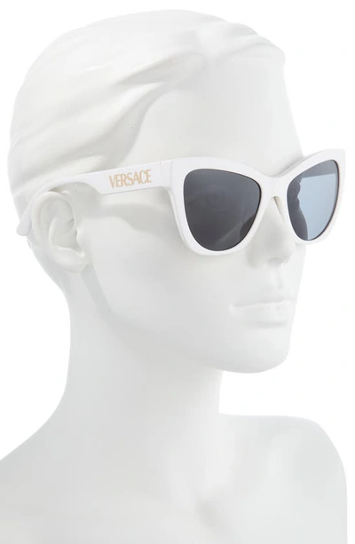 Shop Versace 56mm Cat Eye Sunglasses In White/dark Grey