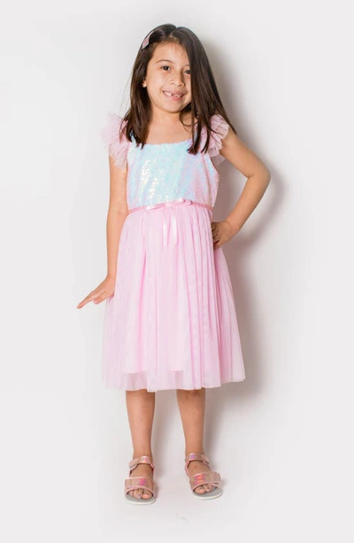 Shop Popatu Sequin Tulle Dress In Pink