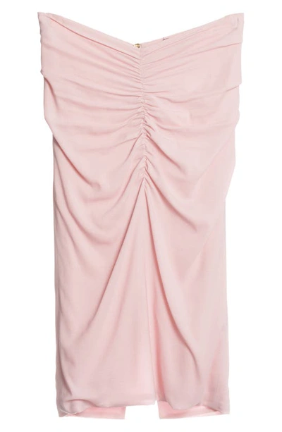 Shop Versace Ruched Georgette Midi Skirt In Rose