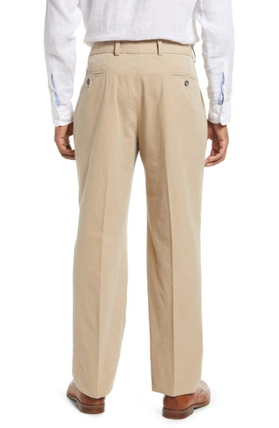 Berle Charleston Pleated Chino Pants In Khaki