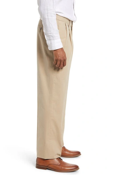 Shop Berle Charleston Pleated Chino Pants In Khaki