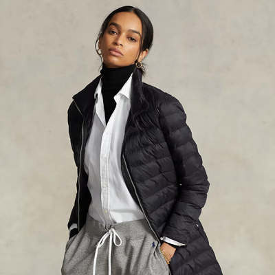 Shop Ralph Lauren Packable Quilted Taffeta Coat In Polo Black