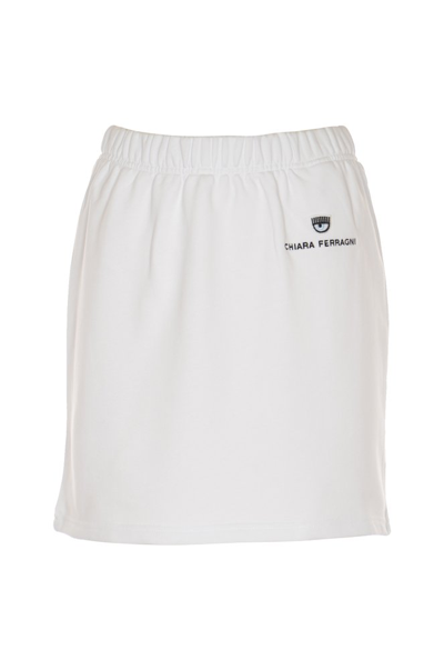 Shop Chiara Ferragni Logo Embroidered Pencil Skirt In White