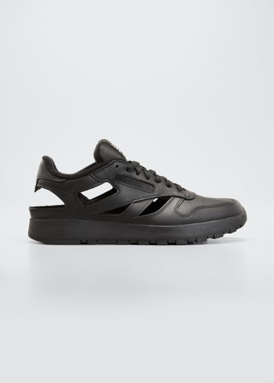 Shop Maison Margiela X Reebok Men's Classic Leather Tabi Low-top Sneakers In Black