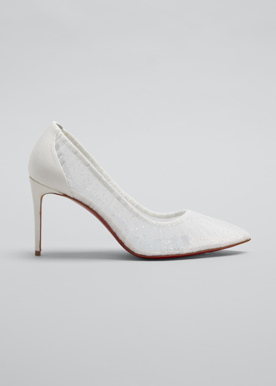 Shop Christian Louboutin Kate Draperia 85mm Red Sole Pumps In White