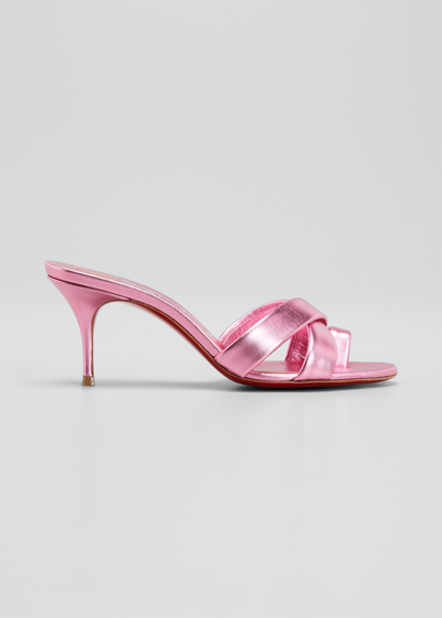 Shop Christian Louboutin Simply Me Metallic Slide Sandals In Pink
