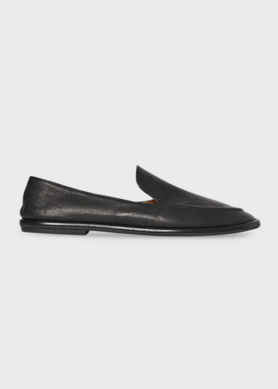 Shop The Row Canal Leather Slip-on Loafers In Black