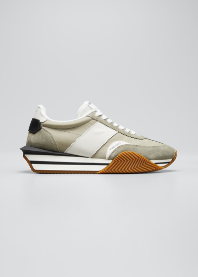 Shop Tom Ford Men's James Colorblock Platform Low-top Sneakers In Grey