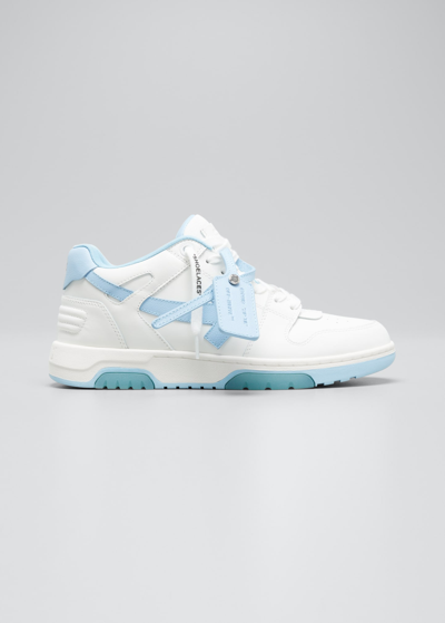 Shop Off-white Men's Out Of Office Arrow Low-top Sneakers In White/ Blue