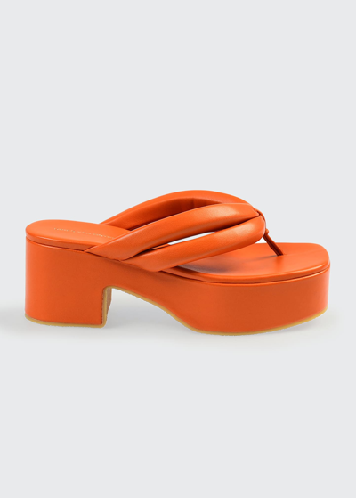 Shop Dries Van Noten Leather Thong Platform Sandals In 351 Vermillion