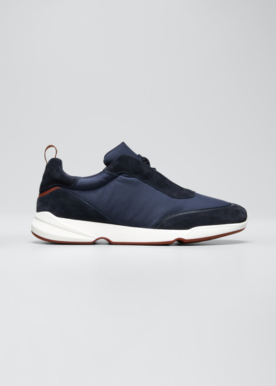Shop Loro Piana Men's Modular Walk Wind Trainer Sneakers In Blue/navy