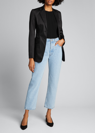 Shop Still Here Tate Cropped Jeans With Contrast Panels In Blue