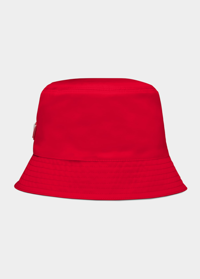 Shop Prada Recycled Nylon Bucket Hat In F0011 Rosso