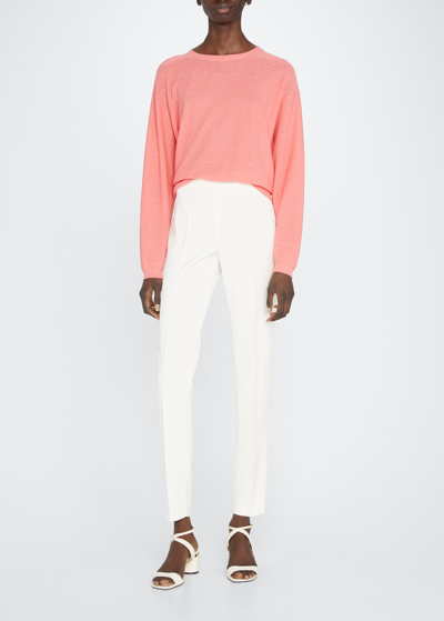 Shop Akris Melissa Mid-rise Slim-leg Pants In Off White