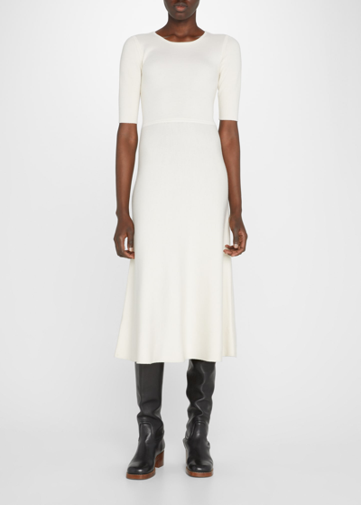 Shop Gabriela Hearst Seymore Cashmere Rib Midi Dress In Ivory