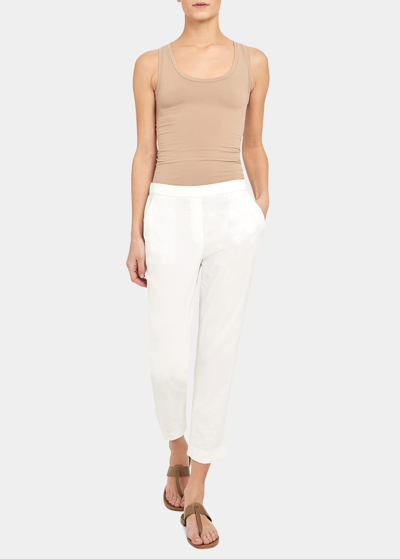 Shop Theory Treeca Good Linen Cropped Pull-on Ankle Pants In Poppy