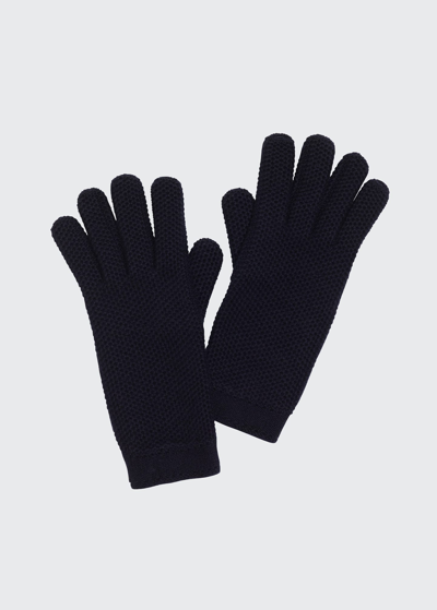 Shop Loro Piana Cashmere Crochet Gloves In Black