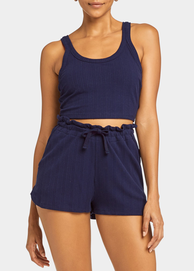 Shop Vitamin A Thalia Drawstring Paperbag Shorts In Midnight Organic