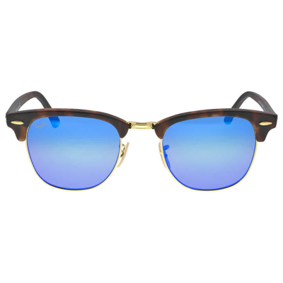 Shop Ray Ban Clubmaster Blue Flash Unisex Sunglasses Rb3016 114517 51 In Grey Mirrored Blue