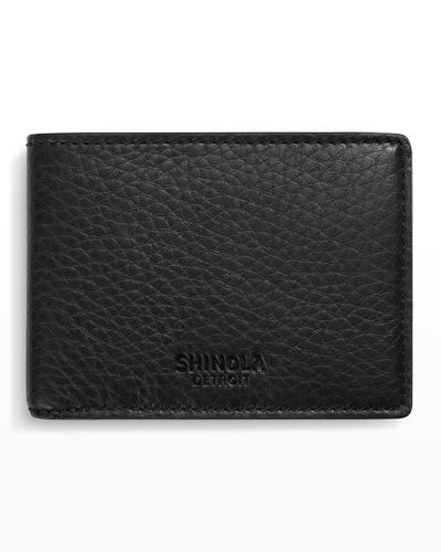 Shop Shinola Men's Slim Leather Bifold Wallet In Black