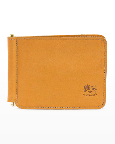 Il Bisonte Men's Leather Bifold Wallet W/ Money Clip In Vintage Natural
