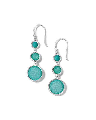 Shop Ippolita Lollitini 3-stone Drop Earrings In Sterling Silver In Turquoise