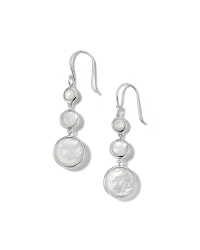 Shop Ippolita Lollitini 3-stone Drop Earrings In Sterling Silver In Mother Of Pearl