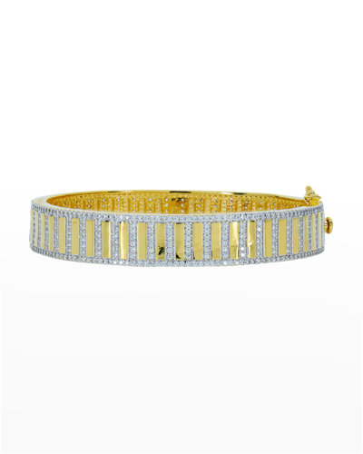 Shop Freida Rothman Illuminating Wide Hinge Bangle In Gold And Silver