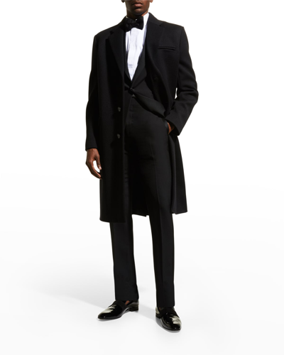 Shop Ralph Lauren Men's Gregory Wool Barathea Peak Tuxedo In Black