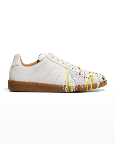 Shop Maison Margiela Replica Paint-splatter Sneakers In Off White