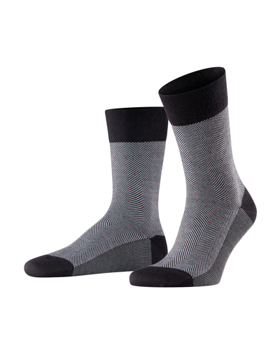 Shop Falke Men's Sensitive Herringbone Socks In Black