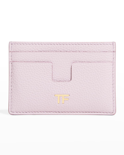 Shop Tom Ford Classic Tf Leather Card Case In Lilac